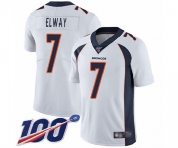 Men's Denver Broncos #7 John Elway White Vapor Untouchable Limited Player 100th Season Football Jersey