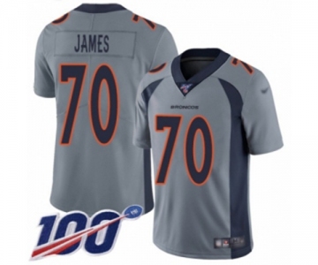 Men's Denver Broncos #70 Ja'Wuan James Limited Silver Inverted Legend 100th Season Football Jersey