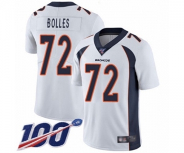 Men's Denver Broncos #72 Garett Bolles White Vapor Untouchable Limited Player 100th Season Football Jersey