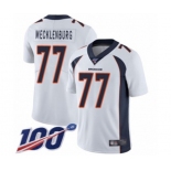 Men's Denver Broncos #77 Karl Mecklenburg White Vapor Untouchable Limited Player 100th Season Football Jersey