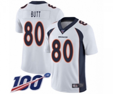 Men's Denver Broncos #80 Jake Butt White Vapor Untouchable Limited Player 100th Season Football Jersey