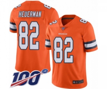 Men's Denver Broncos #82 Jeff Heuerman Limited Orange Rush Vapor Untouchable 100th Season Football Jersey