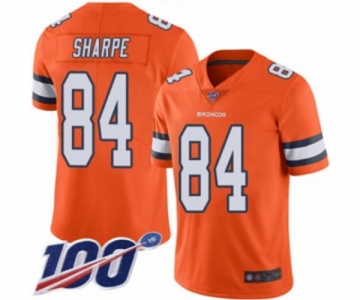 Men's Denver Broncos #84 Shannon Sharpe Limited Orange Rush Vapor Untouchable 100th Season Football Jersey