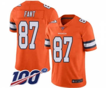 Men's Denver Broncos #87 Noah Fant Limited Orange Rush Vapor Untouchable 100th Season Football Jersey