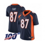 Men's Denver Broncos #87 Noah Fant Navy Blue Alternate Vapor Untouchable Limited Player 100th Season Football Jersey