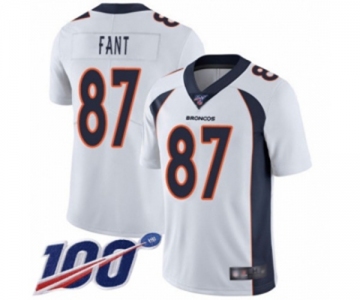 Men's Denver Broncos #87 Noah Fant White Vapor Untouchable Limited Player 100th Season Football Jersey