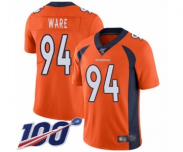 Men's Denver Broncos #94 DeMarcus Ware Orange Team Color Vapor Untouchable Limited Player 100th Season Football Jersey