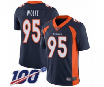 Men's Denver Broncos #95 Derek Wolfe Navy Blue Alternate Vapor Untouchable Limited Player 100th Season Football Jersey