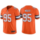 Men's Denver Broncos #95 Derek Wolfe Orange Color Rush Limited Jersey