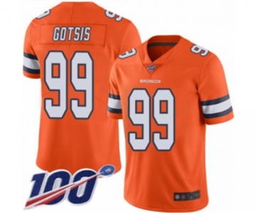 Men's Denver Broncos #99 Adam Gotsis Limited Orange Rush Vapor Untouchable 100th Season Football Jersey