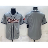 Men's Denver Broncos Blank Gray With Patch Cool Base Stitched Baseball Jersey