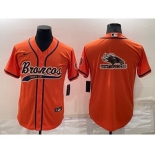 Men's Denver Broncos Orange Team Big Logo With Patch Cool Base Stitched Baseball Jersey