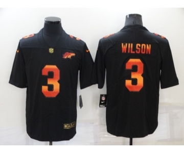 Men's Denver Denver Broncos #3 Russell Wilson Black Nike Red Orange Stripe Vapor Limited NFL Jersey