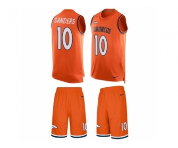 Men's Nike Denver Broncos #10 Emmanuel Sanders Limited Orange Tank Top Suit NFL Jersey