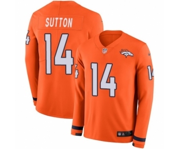 Men's Nike Denver Broncos #14 Courtland Sutton Limited Orange Therma Long Sleeve NFL Jersey