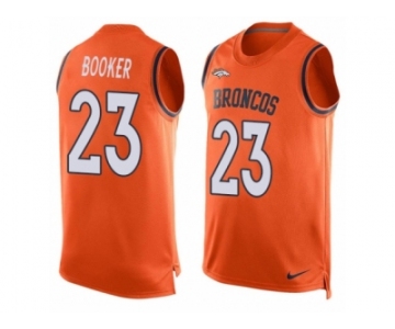 Men's Nike Denver Broncos #23 Devontae Booker Limited Orange Player Name & Number Tank Top NFL Jersey