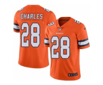 Men's Nike Denver Broncos #28 Jamaal Charles Limited Orange Rush NFL Jersey