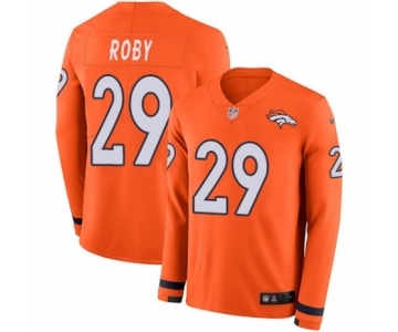 Men's Nike Denver Broncos #29 Bradley Roby Limited Orange Therma Long Sleeve NFL Jersey