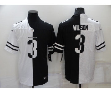 Men's Nike Denver Broncos #3 Russell Wilson Black And White Split Vapor Untouchable Limited Jersey