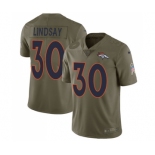 Men's Nike Denver Broncos #30 Phillip Lindsay Limited Olive 2017 Salute to Service NFL Jersey