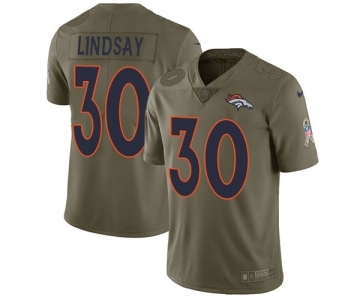 Men's Nike Denver Broncos #30 Phillip Lindsay Limited Olive 2017 Salute to Service NFL Jersey