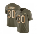 Men's Nike Denver Broncos #30 Phillip Lindsay Limited Olive Gold 2017 Salute to Service NFL Jersey