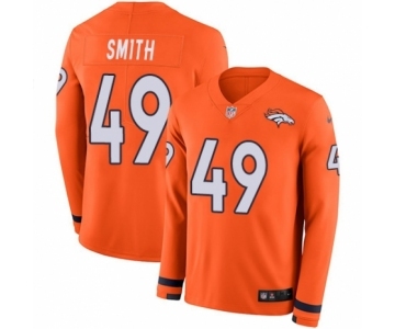 Men's Nike Denver Broncos #49 Dennis Smith Limited Orange Therma Long Sleeve NFL Jersey