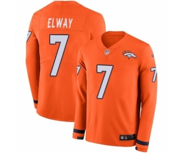 Men's Nike Denver Broncos #7 John Elway Limited Orange Therma Long Sleeve NFL Jersey