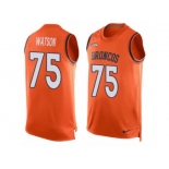 Men's Nike Denver Broncos #75 Menelik Watson Limited Orange Player Name & Number Tank Top NFL Jersey