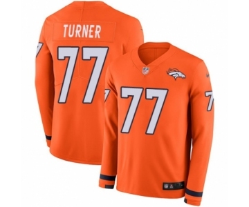 Men's Nike Denver Broncos #77 Billy Turner Limited Orange Therma Long Sleeve NFL Jersey