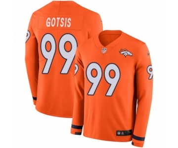 Men's Nike Denver Broncos #99 Adam Gotsis Limited Orange Therma Long Sleeve NFL Jersey