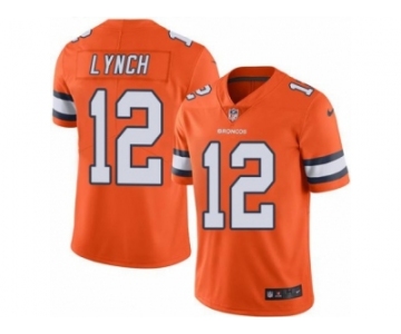 Nike Denver Broncos #12 Paxton Lynch Orange Men's Stitched NFL Limited Rush Jersey