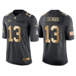 Nike Denver Broncos #13 Trevor Siemian Anthracite 2016 Christmas Gold Men's NFL Limited Salute to Service Jersey