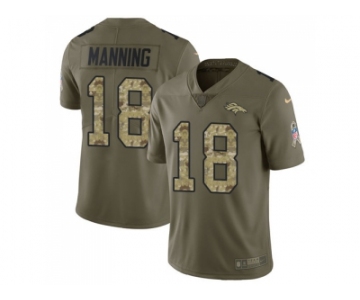 Nike Denver Broncos #18 Peyton Manning Olive Camo Men Stitched NFL Limited 2017 Salute To Service Jersey