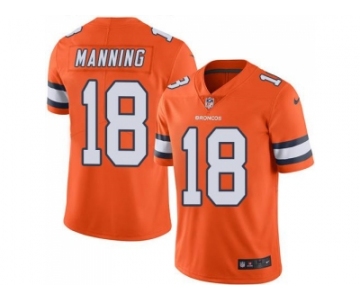 Nike Denver Broncos #18 Peyton Manning Orange Men's Stitched NFL Limited Rush Jersey