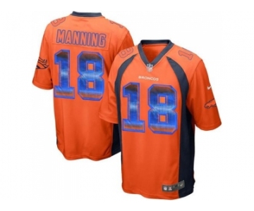 Nike Denver Broncos #18 Peyton Manning Orange Team Color Men's Stitched NFL Limited Strobe Jersey