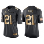 Nike Denver Broncos #21 Aqib Talib Anthracite 2016 Christmas Gold Men's NFL Limited Salute to Service Jersey