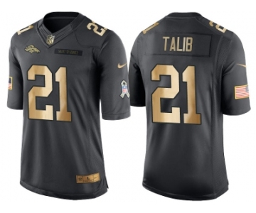 Nike Denver Broncos #21 Aqib Talib Anthracite 2016 Christmas Gold Men's NFL Limited Salute to Service Jersey