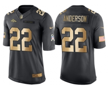 Nike Denver Broncos #22 C.J. Anderson Anthracite 2016 Christmas Gold Men's NFL Limited Salute to Service Jersey