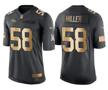 Nike Denver Broncos #58 Von Miller Anthracite 2016 Christmas Day Gold Men's NFL Limited Salute to Service Jersey