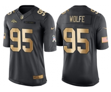 Nike Denver Broncos #95 Derek Wolfe Anthracite 2016 Christmas Gold Men's NFL Limited Salute to Service Jersey