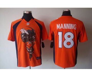 nike nfl jerseys denver broncos #18 manning orange[helmet tri-blend limited]