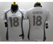 Nike Women denver broncos #18 peyton manning Platinum White Jerseys