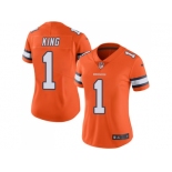 Women Nike Denver Broncos #1 Marquette King Orange Stitched NFL Limited Rush Jersey