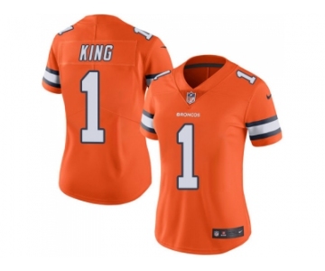 Women Nike Denver Broncos #1 Marquette King Orange Stitched NFL Limited Rush Jersey