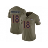 Women Nike Denver Broncos #18 Peyton Manning Limited Olive 2017 Salute to Service NFL Jersey