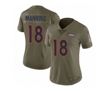 Women Nike Denver Broncos #18 Peyton Manning Limited Olive 2017 Salute to Service NFL Jersey