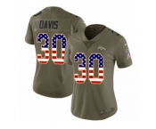 Women Nike Denver Broncos #30 Terrell Davis Limited Olive USA Flag 2017 Salute to Service NFL Jersey