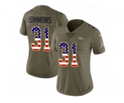 Women Nike Denver Broncos #31 Justin Simmons Limited Olive USA Flag 2017 Salute to Service NFL Jersey