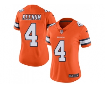 Women Nike Denver Broncos #4 Case Keenum Orange Stitched NFL Limited Rush Jersey